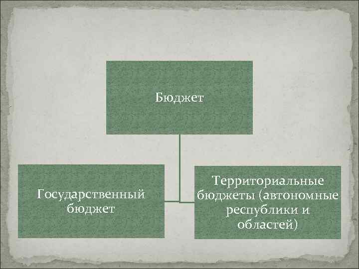 Бюджет Государственный бюджет Территориальные бюджеты (автономные республики и областей) 