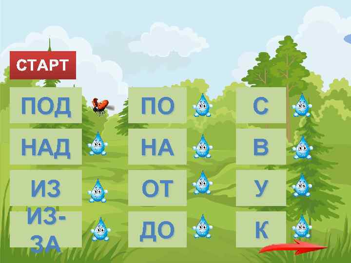 СТАРТ ПОД ПО С НАД НА В ИЗ ИЗЗА ОТ У ДО К 