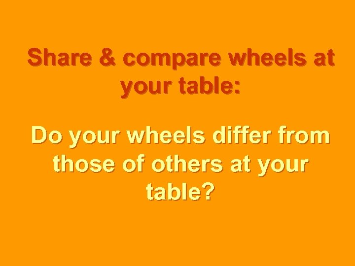 Share & compare wheels at your table: Do your wheels differ from those of