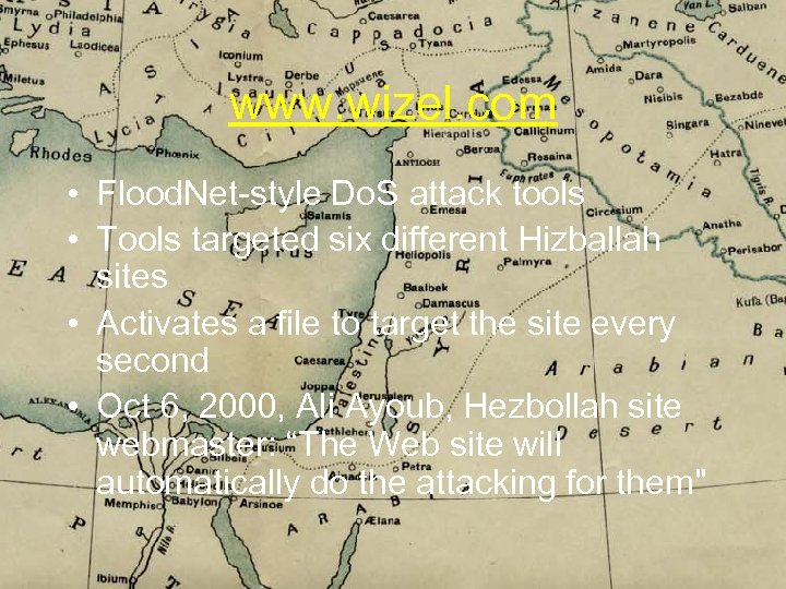 www. wizel. com • Flood. Net-style Do. S attack tools • Tools targeted six