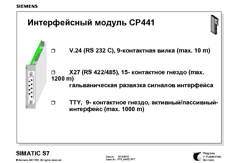 Интерфейсный модуль CP 441 r 21 643 -1 QA 11 -0 AX 0 43