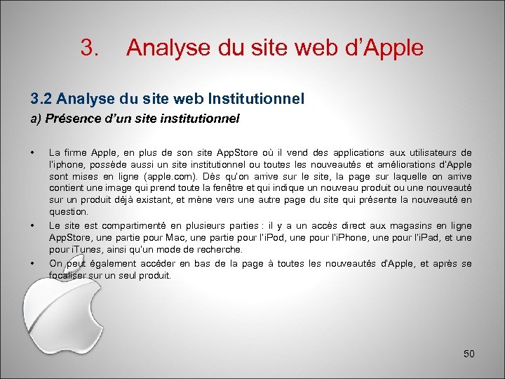 3. Analyse du site web d’Apple 3. 2 Analyse du site web Institutionnel a)