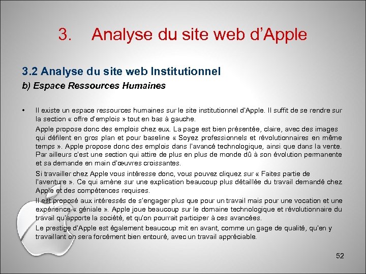 3. Analyse du site web d’Apple 3. 2 Analyse du site web Institutionnel b)