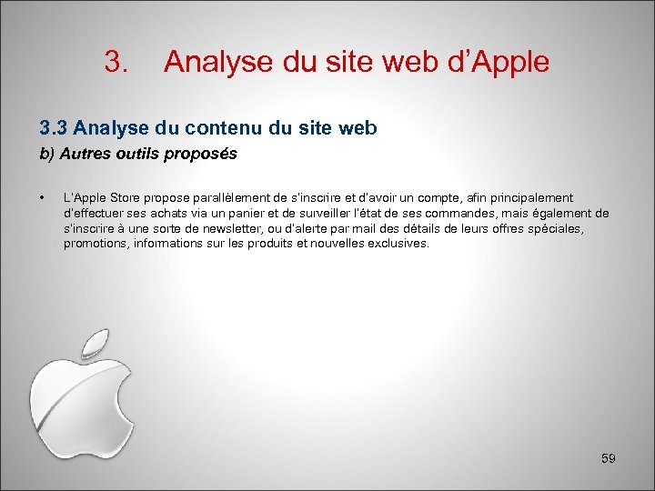 3. Analyse du site web d’Apple 3. 3 Analyse du contenu du site web