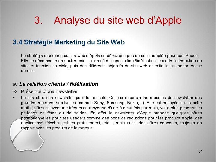 3. Analyse du site web d’Apple 3. 4 Stratégie Marketing du Site Web La