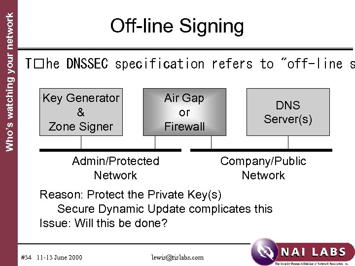 Who’s watching your network Off-line Signing T he DNSSEC specification refers to 