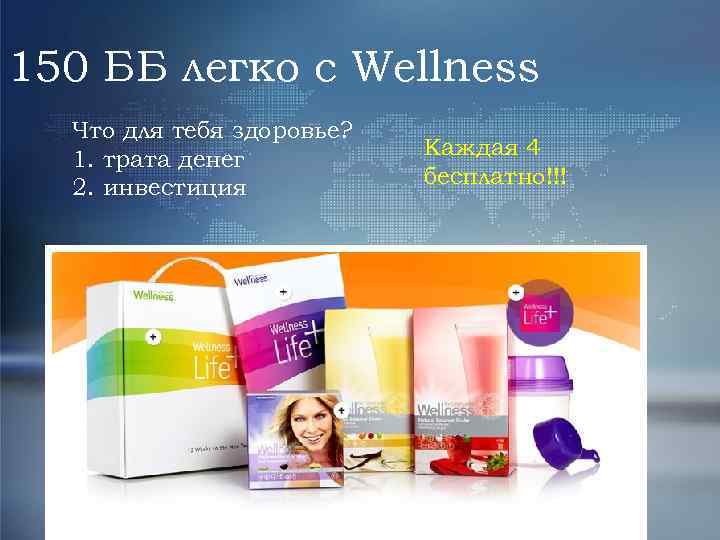 150 ББ легко с Wellness Что для тебя здоровье? 1. трата денег 2. инвестиция