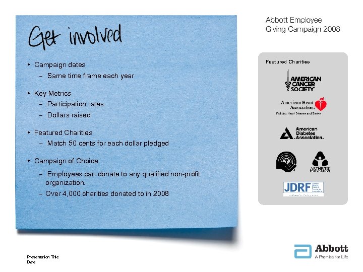  • Campaign dates – Same time frame each year • Key Metrics –