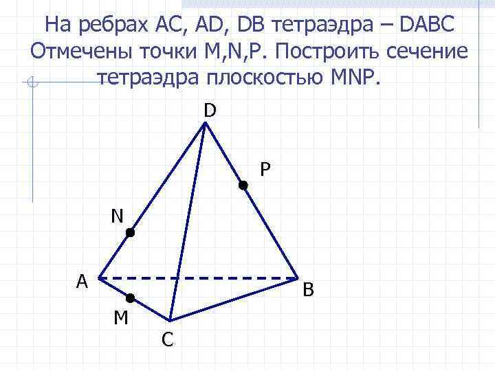 Постройте тетраэдр dabc