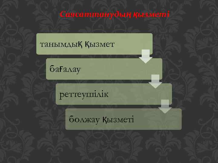 Саясаттанудың қызметі танымдық қызмет бағалау реттеушілік болжау қызметі 