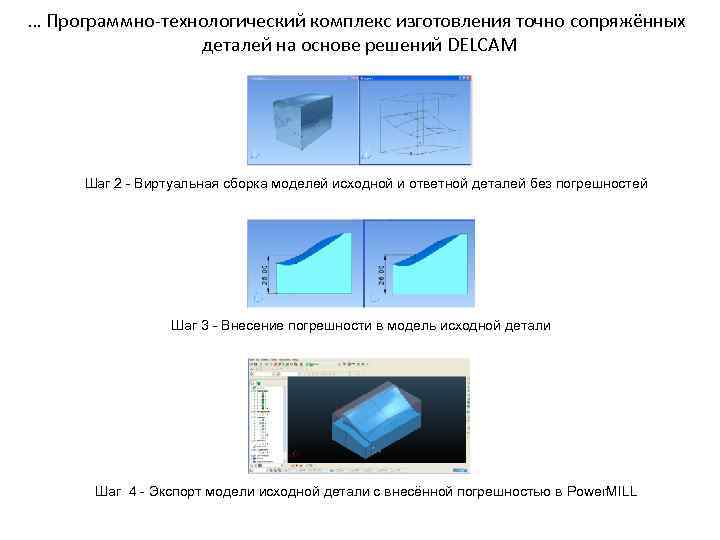 … Программно-технологический комплекс изготовления точно сопряжённых деталей на основе решений DELCAM Шаг 2 -