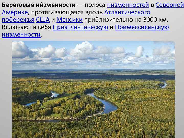 Береговы е ни зменности — полоса низменностей в Северной Америке, протягивающаяся вдоль Атлантического побережья
