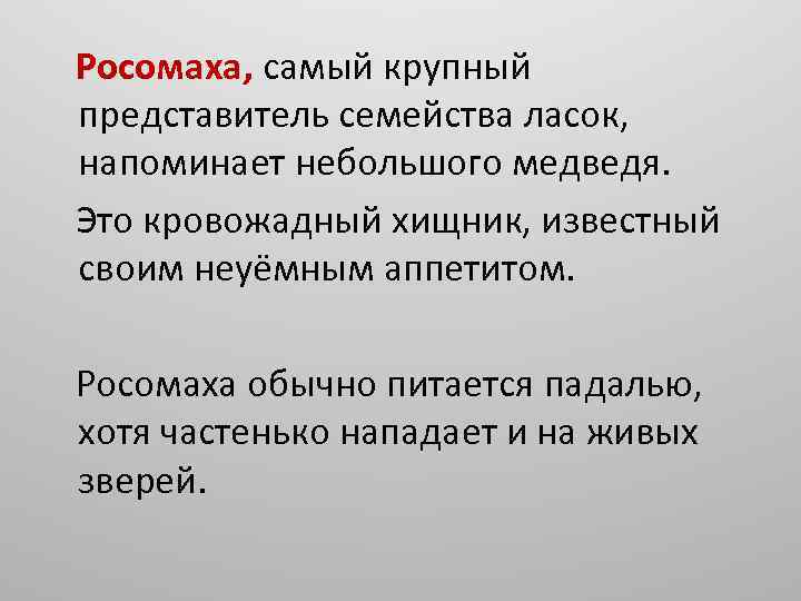  Росомаха, самый крупный представитель семейства ласок, напоминает небольшого медведя. Это кровожадный хищник, известный