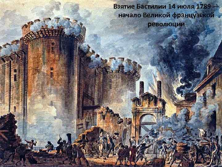 Взятие Бастилии 14 июля 1789 — начало Великой французской революции 