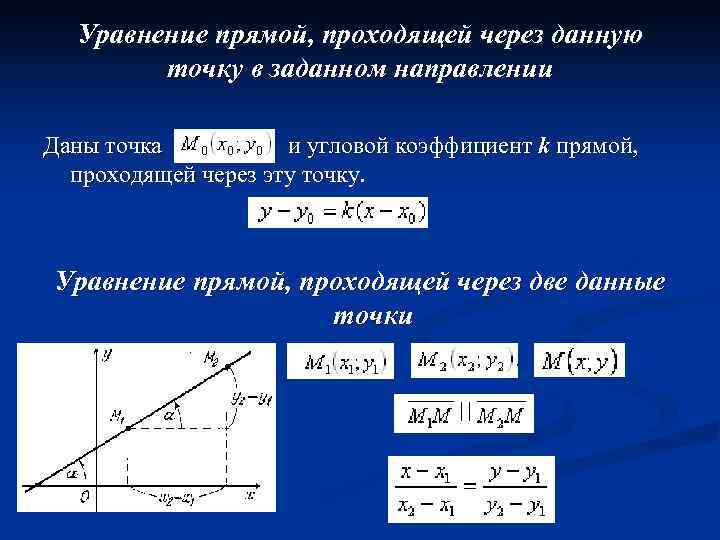 Уравнение прямой проходящей через 2 заданные точки