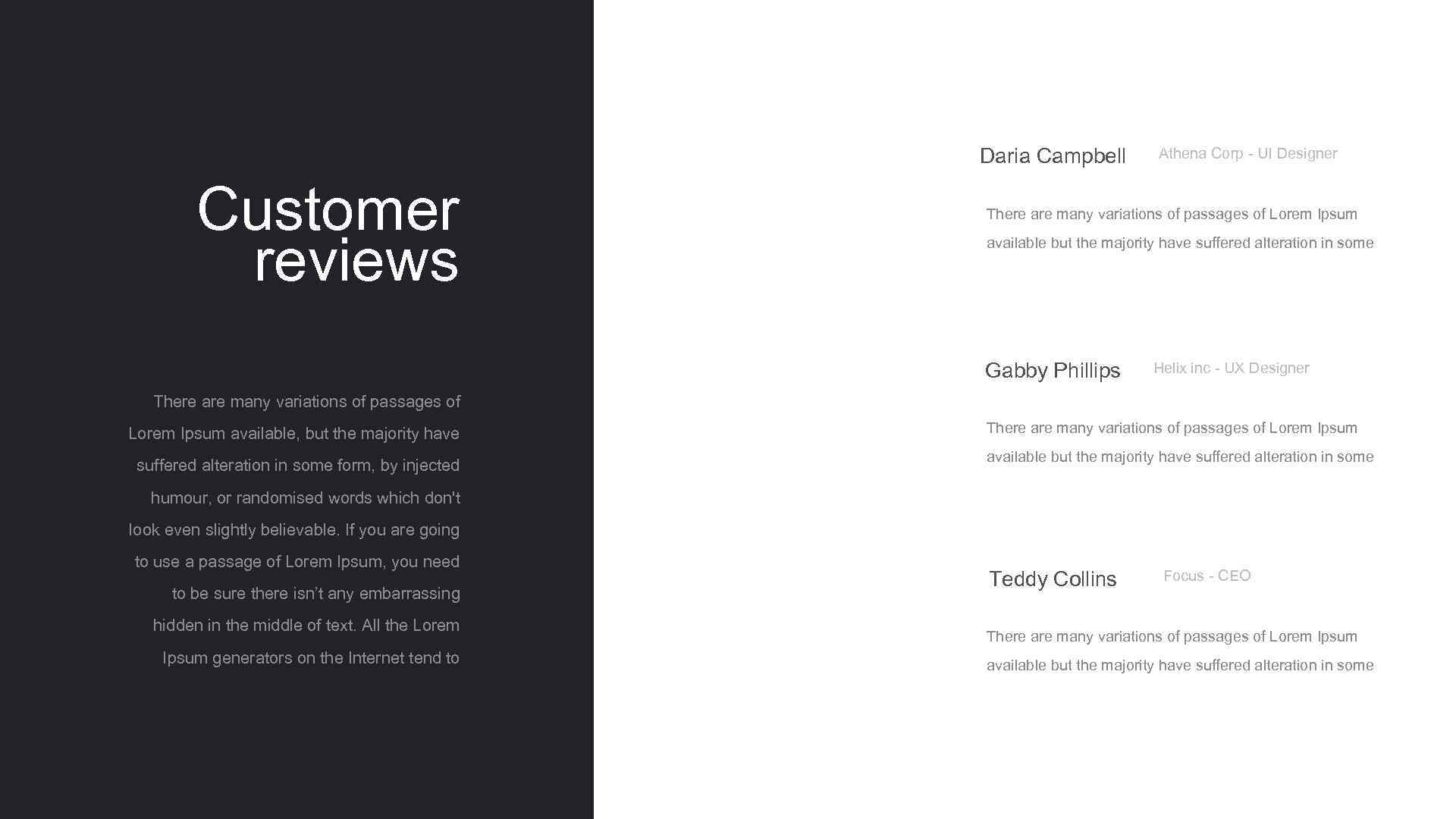 Daria Campbell Customer reviews Athena Corp - UI Designer There are many variations of