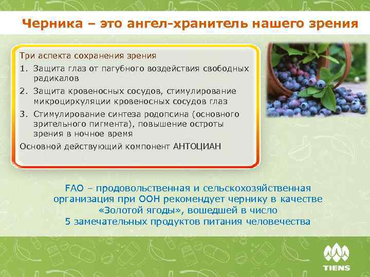 Черника – это ангел-хранитель нашего зрения Три аспекта сохранения зрения 1. Защита глаз от