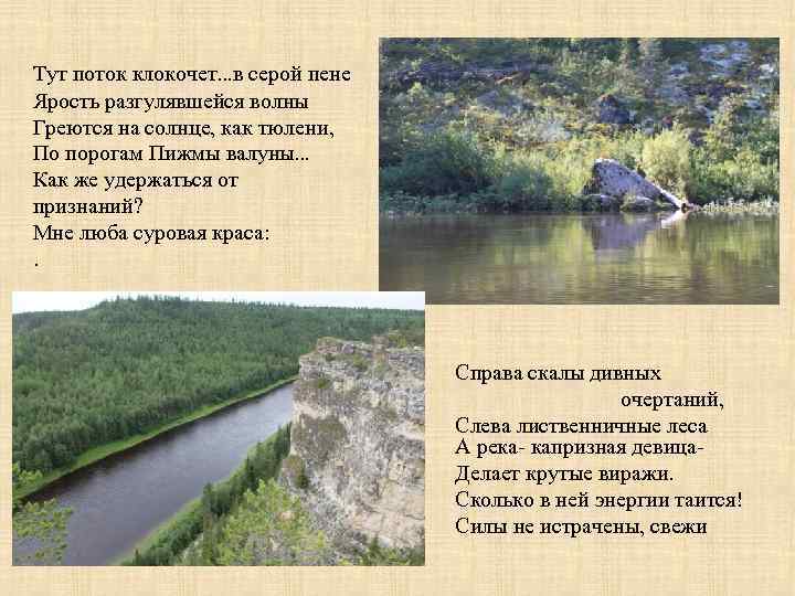 Тут поток клокочет…в серой пене Ярость разгулявшейся волны Греются на солнце, как тюлени, По