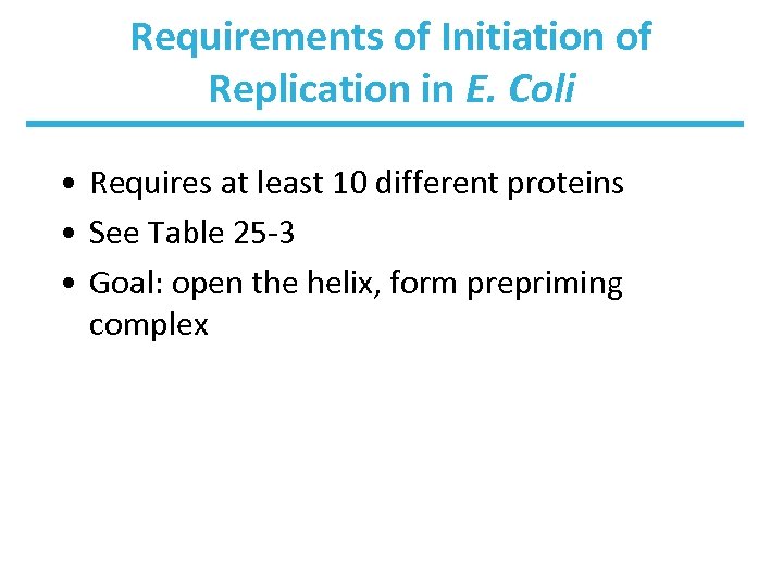 Requirements of Initiation of Replication in E. Coli • Requires at least 10 different