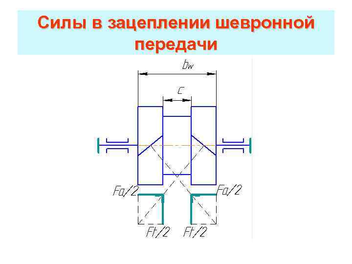 Силы в зацеплении шевронной передачи 