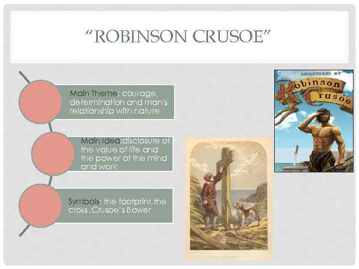 “ROBINSON CRUSOE” Main Theme: courage, determination and man's relationship with nature Main Idea: disclosure