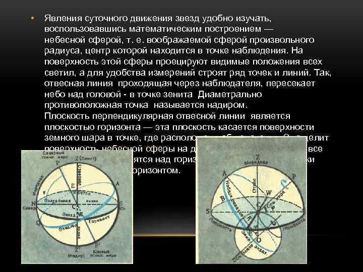 На рисунке показаны основные точки и линии небесной сферы построенные для наблюдения на средних