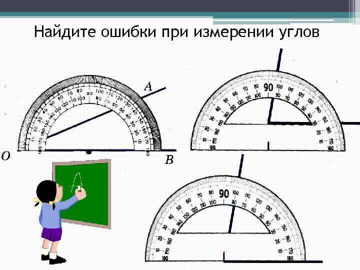 Найдите ошибки при измерении углов 
