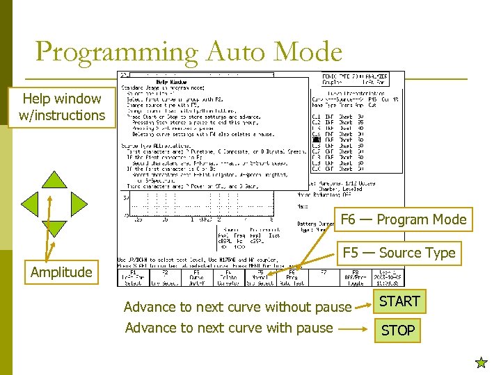 Programming Auto Mode Help window w/instructions F 6 — Program Mode F 5 —