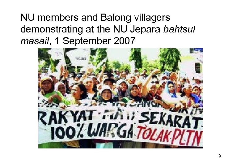 NU members and Balong villagers demonstrating at the NU Jepara bahtsul masail, 1 September