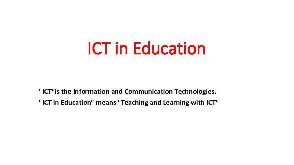 ICT in Education 