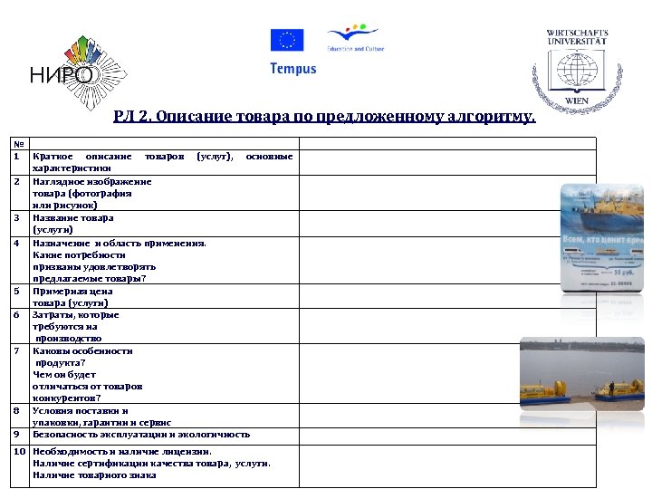 РЛ 2. Описание товара по предложенному алгоритму. № 1 Краткое описание товаров (услуг), основные