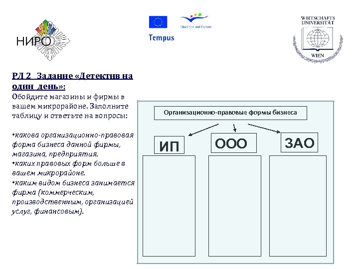 РЛ 2 Задание «Детектив на один день» : Обойдите магазины и фирмы в вашем