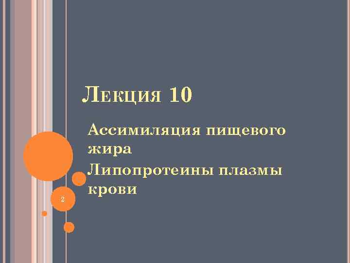 ЛЕКЦИЯ 10 2 Ассимиляция пищевого жира Липопротеины плазмы крови 