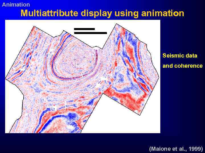 Animation Multiattribute display using animation Seismic data and coherence (Maione et al. , 1999)