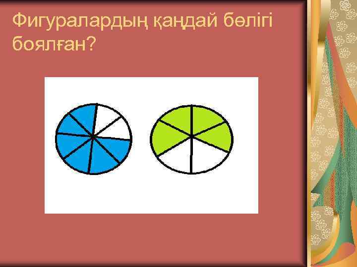 Фигуралардың қаңдай бөлігі боялған? 