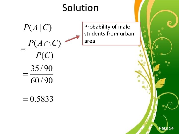 Solution Probability of male students from urban area Free Powerpoint Templates Page 54 