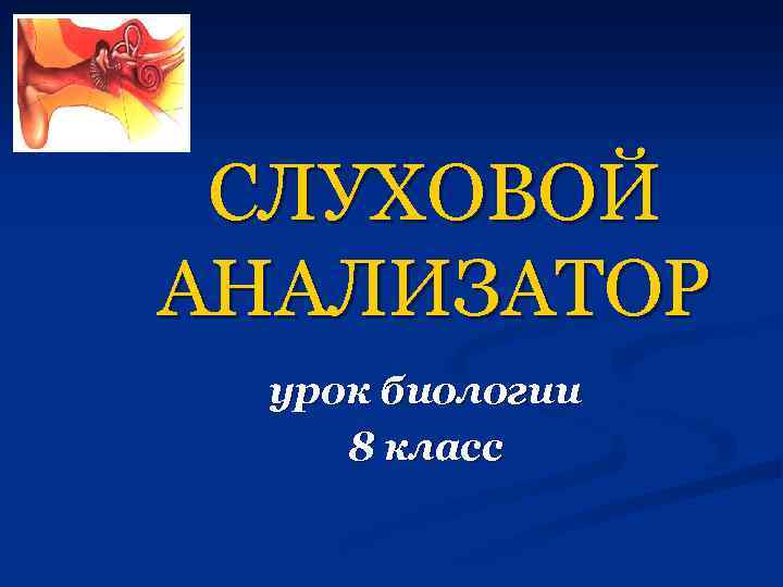 СЛУХОВОЙ АНАЛИЗАТОР урок биологии 8 класс 