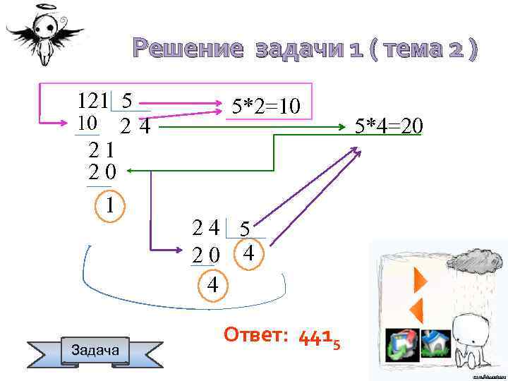 Решение задачи 1 ( тема 2 ) 121 5 10 2 4 21 20