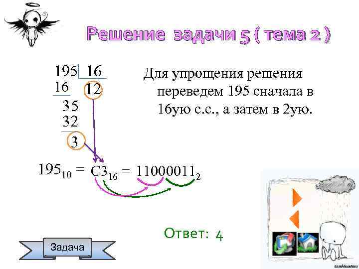 Решение задачи 5 ( тема 2 ) 195 16 16 12 35 32 3
