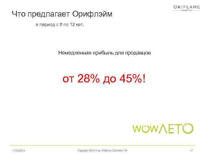 Что предлагает Орифлэйм в период с 8 по 12 кат. Немедленная прибыль для продавцов