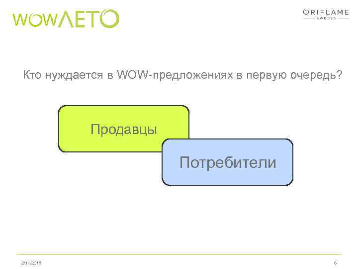 Кто нуждается в WOW-предложениях в первую очередь? Продавцы Потребители 2/11/2018 6 