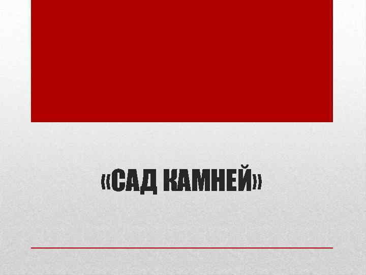  «САД КАМНЕЙ» 