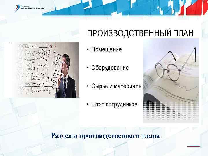 Разделы производственного плана 