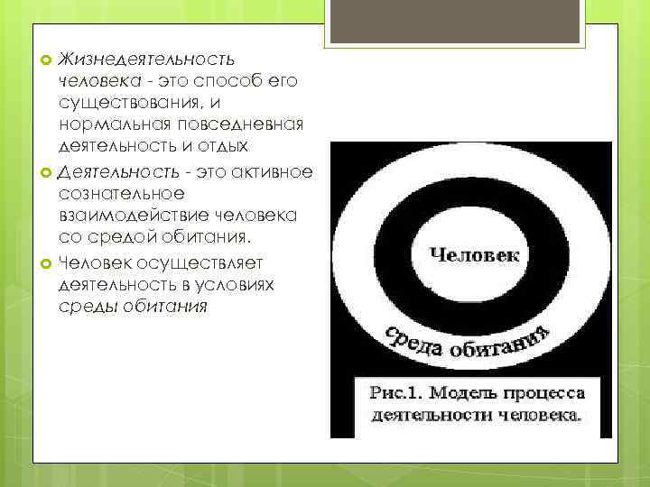  Жизнедеятельность человека это способ его существования, и нормальная повседневная деятельность и отдых Деятельность