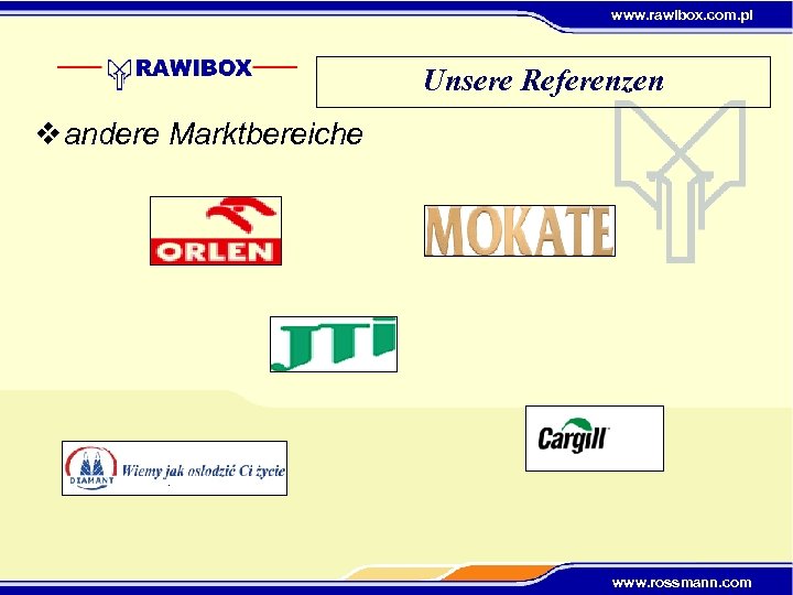 www. rawibox. com. pl Unsere Referenzen v andere Marktbereiche www. rossmann. com 