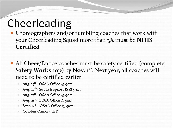 Cheerleading Choreographers and/or tumbling coaches that work with your Cheerleading Squad more than 3