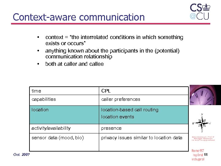 Context-aware communication • • • context = “the interrelated conditions in which something exists