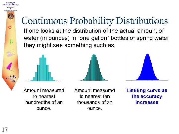 Continuous Probability Distributions If one looks at the distribution of the actual amount of