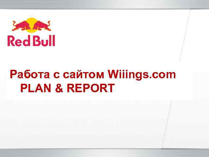 Работа с сайтом Wiiings. com PLAN & REPORT 