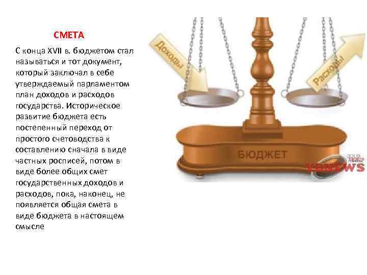 СМЕТА С конца XVII в. бюджетом стал называться и тот документ, который заключал в